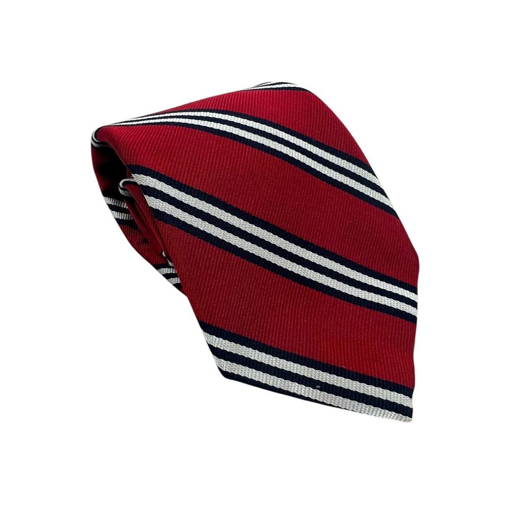 Lands End Men's Striped Tie Red White Blue Classic Business Formal